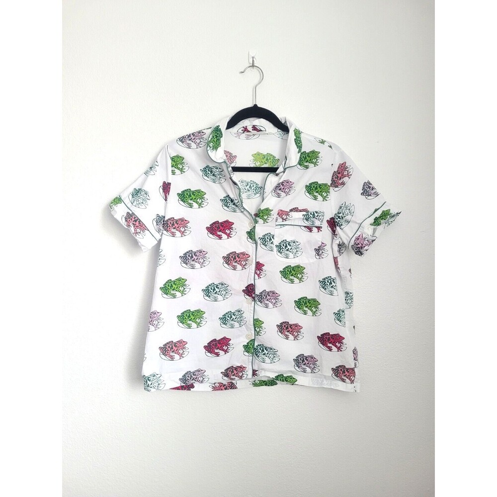 Print Fresh Anthropologie Women's Frog Print Short Sleeve Pajama Top Size S